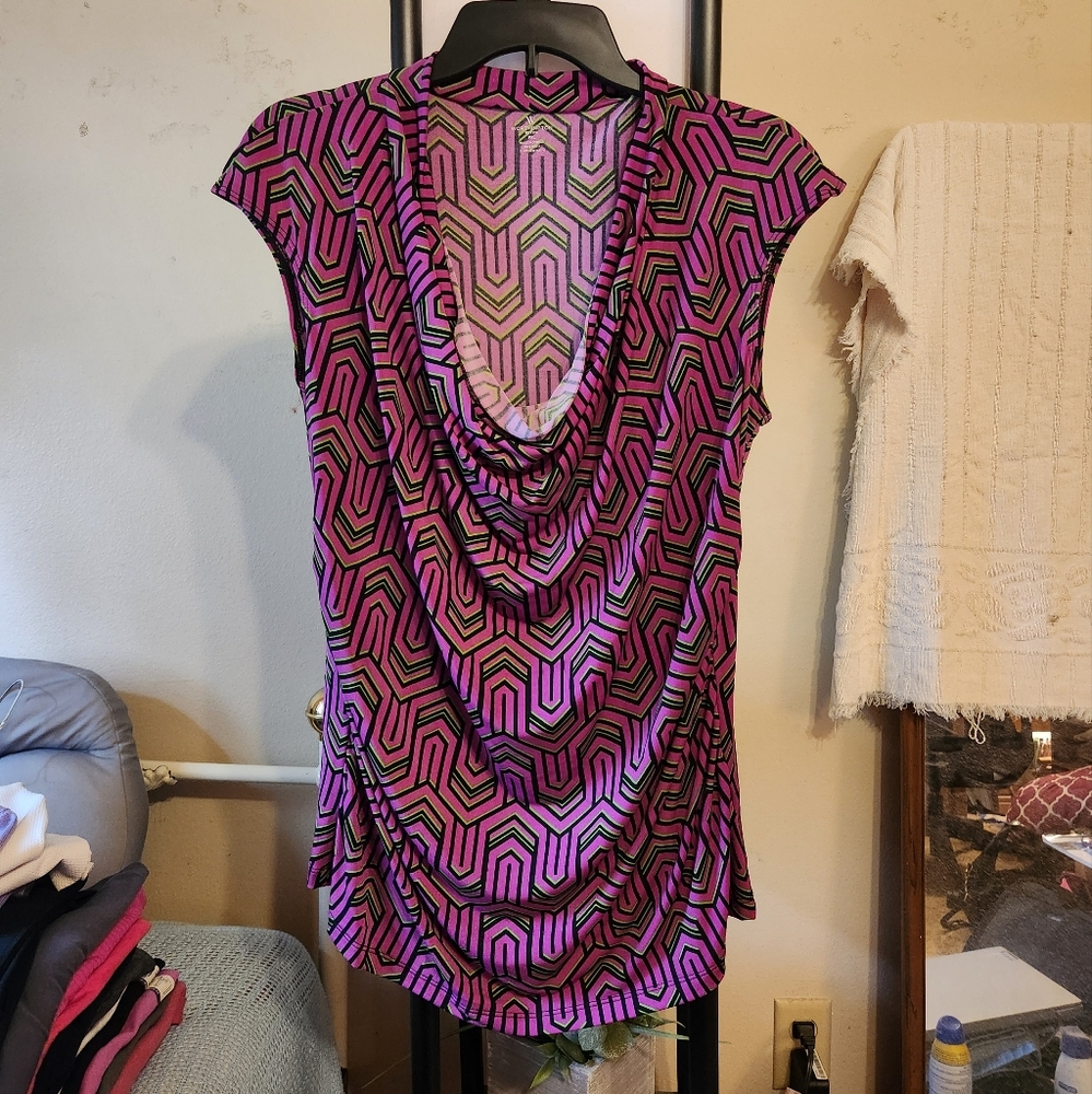 Worthington Pink and Purple Draped Blouse